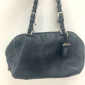 Black embossed Prada leather Bag